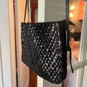 Madewell black woven cross body purse.